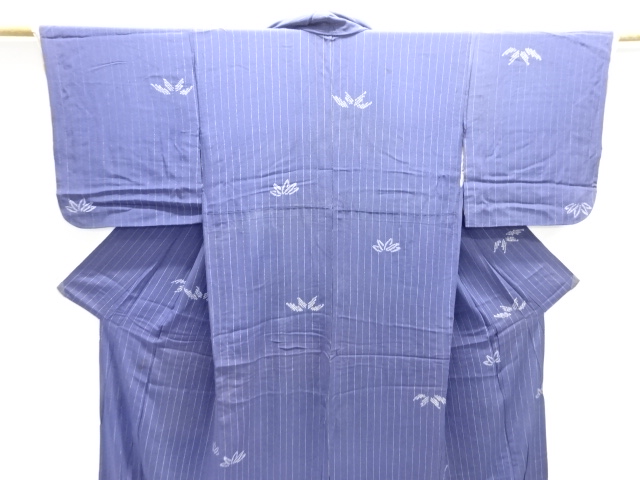  アンティーク　絞り縞に笹模様着物(解き途中)